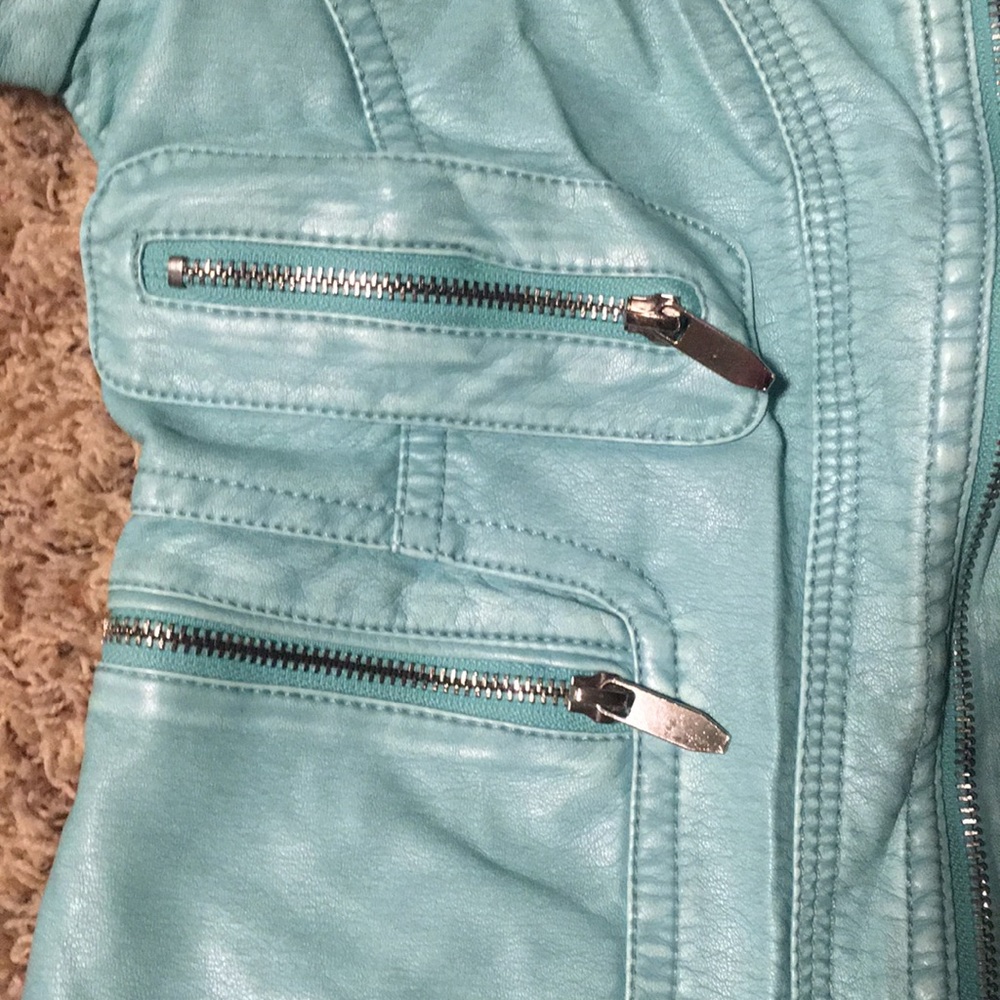 Light Blue Leather Jacket - Picture 4 of 5